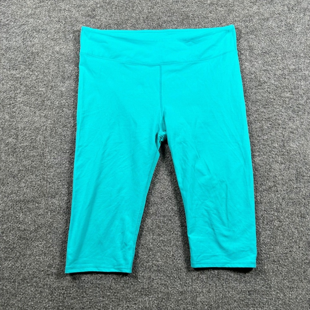 Fabletics Leggings Womens Size XL Teal Capri Cropped High Waisted Athletic Yoga